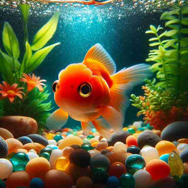 一匹の金魚の画像